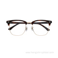 Half-Rim Men Fashion Cool Vintage Retro Metal Acetate Optical Eyewear Frames